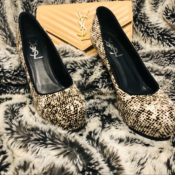 YSL Yves Saint Laurent Tribtoo Platform 105 Pumps Heels black & cream 38.5 au 8 - Picture 3 of 15